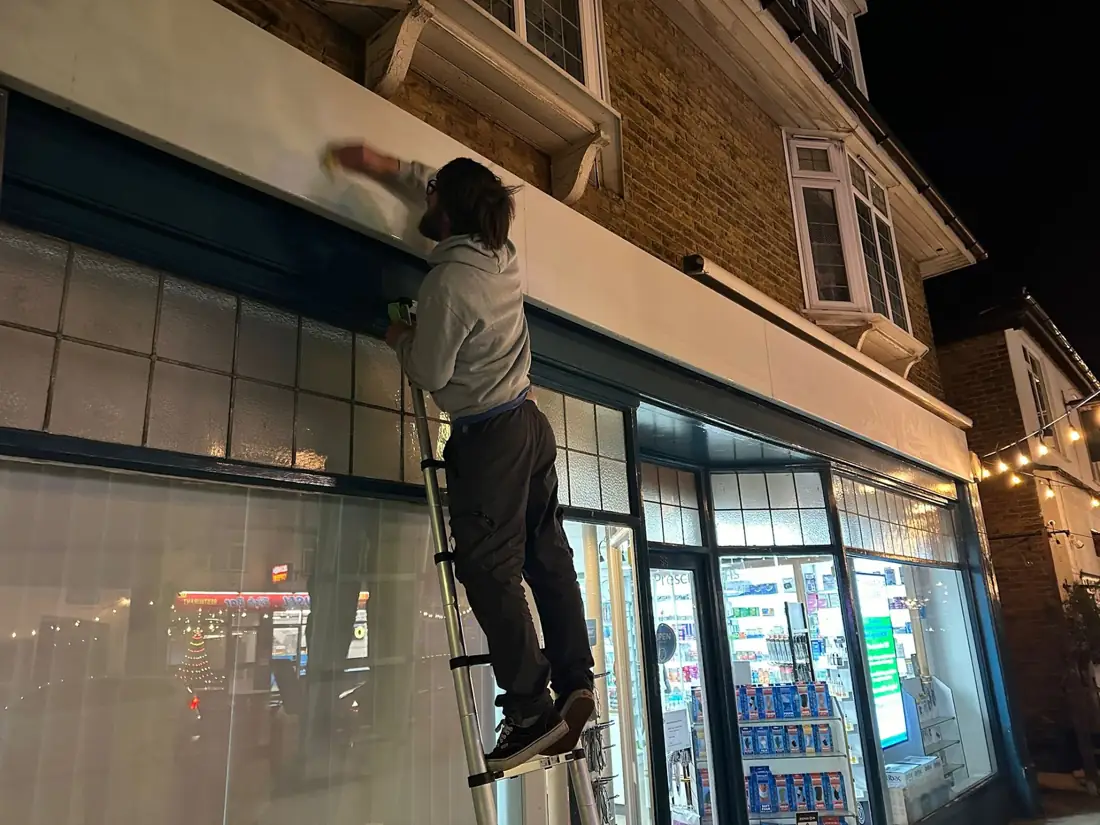 Fitting a shop fascia by Andy Jones Design & Print