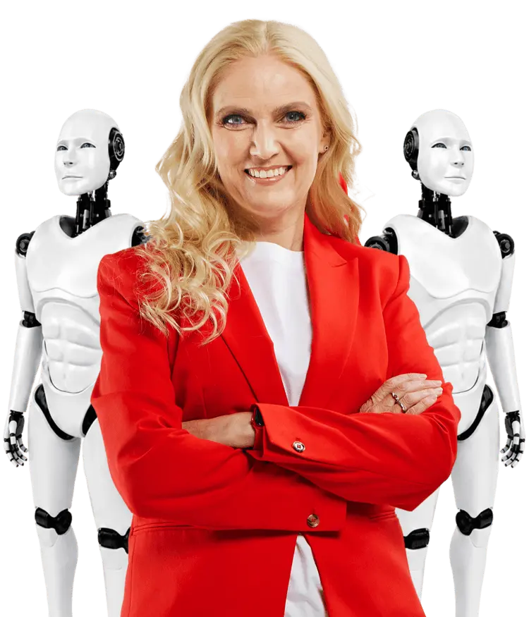 Sigrun with humanoid AI robots