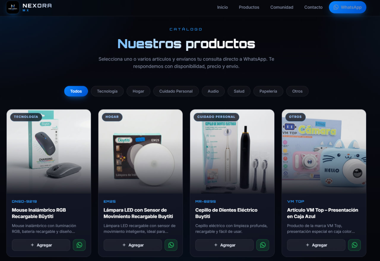 Sitio web NEXORA MX
