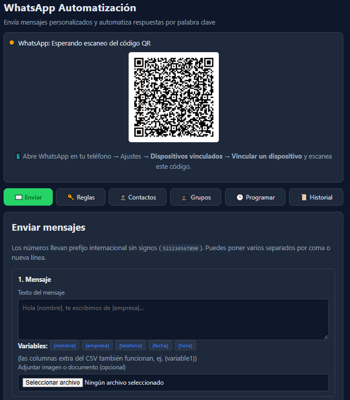 Programa WhatsApp Automatización de RED-NR
