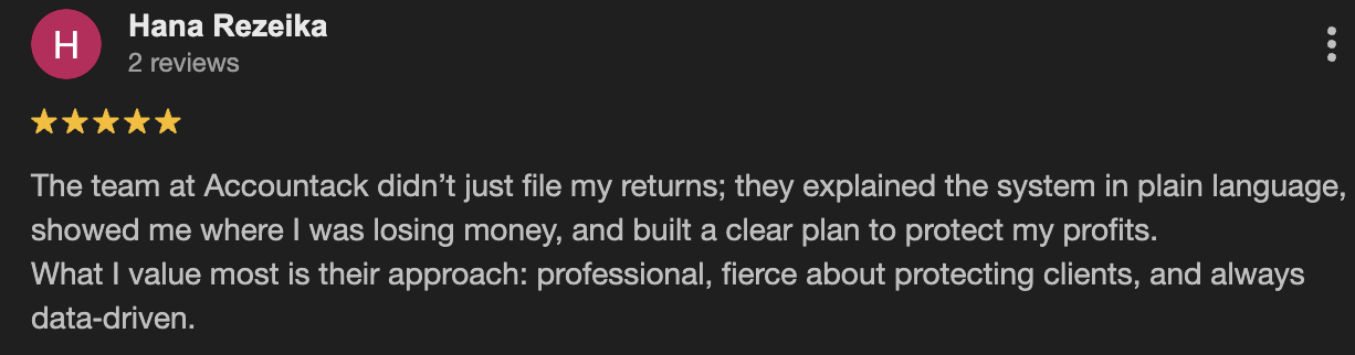Google review screenshot
