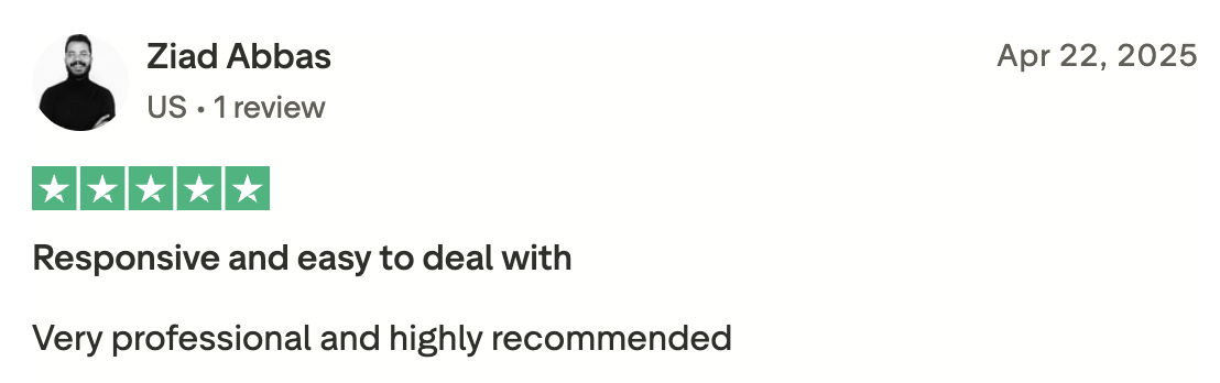 Trustpilot review screenshot