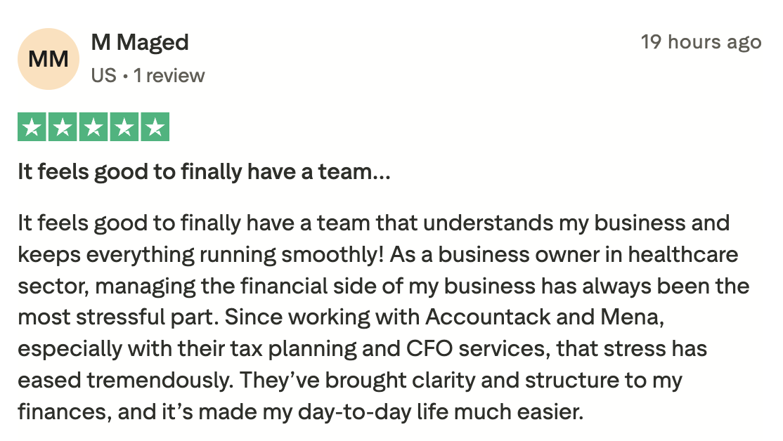 Trustpilot review screenshot