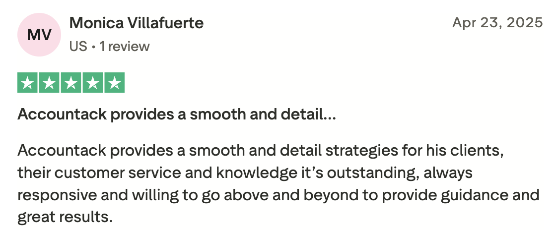 Trustpilot review screenshot