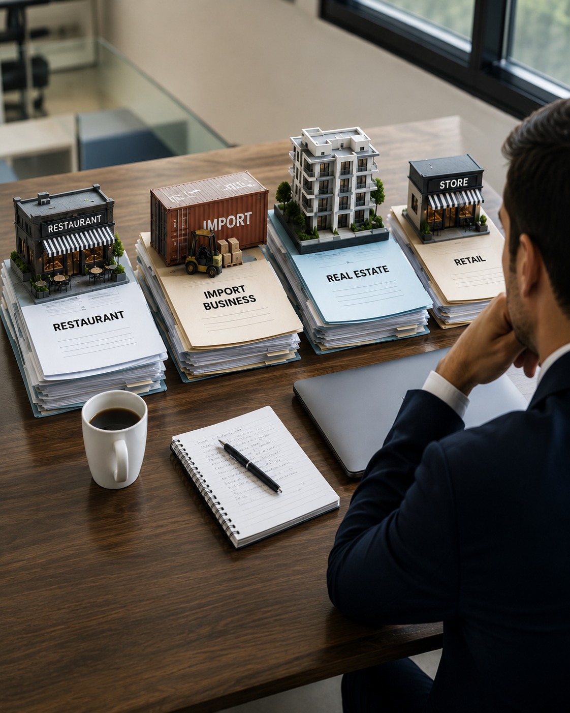 Business owner reviewing finances