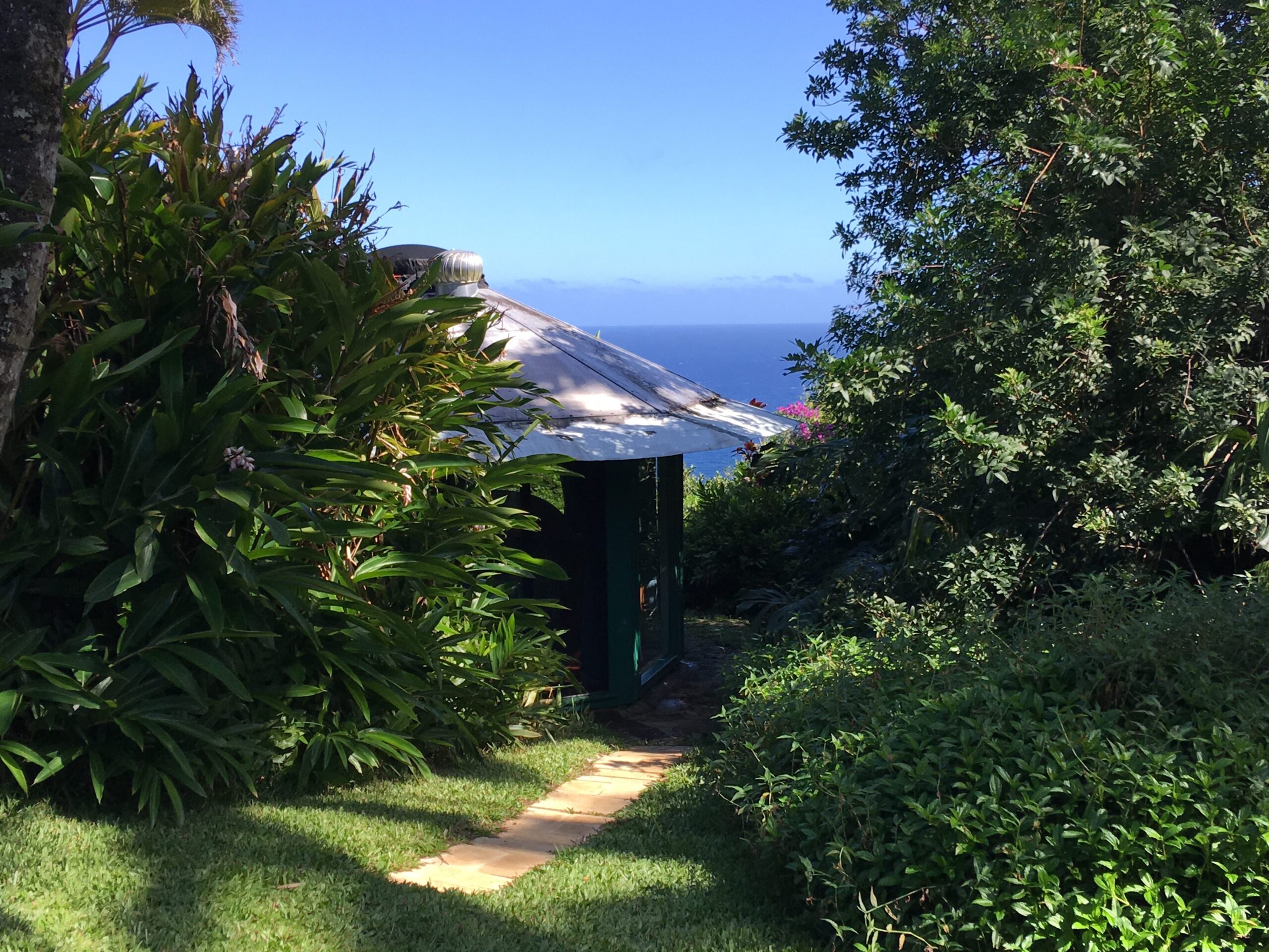 Ocean-view tent nestled in the Maui garden
