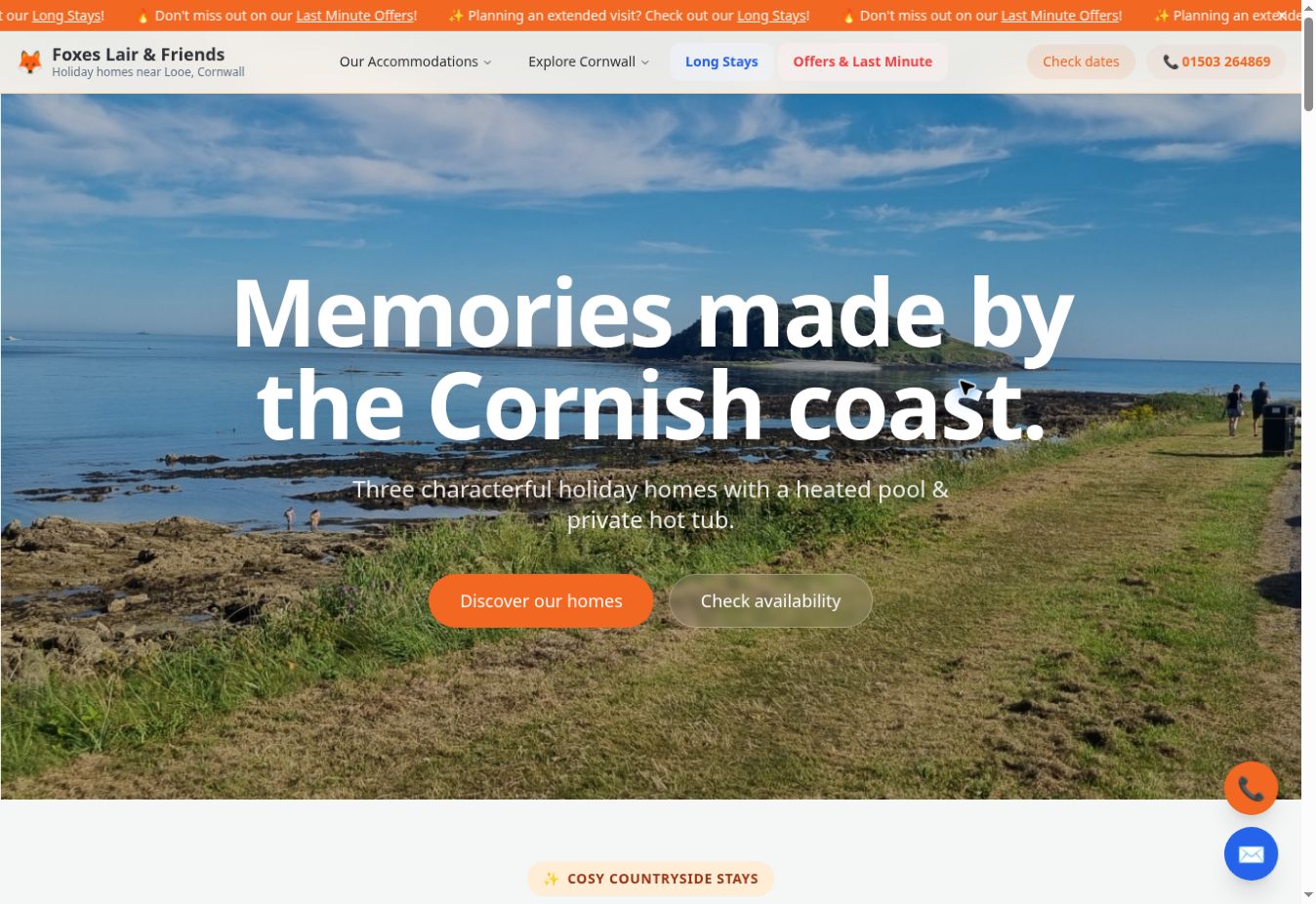 Granite Henge — Foxes Lair & Friends website preview — Holiday Accommodation & Tourism