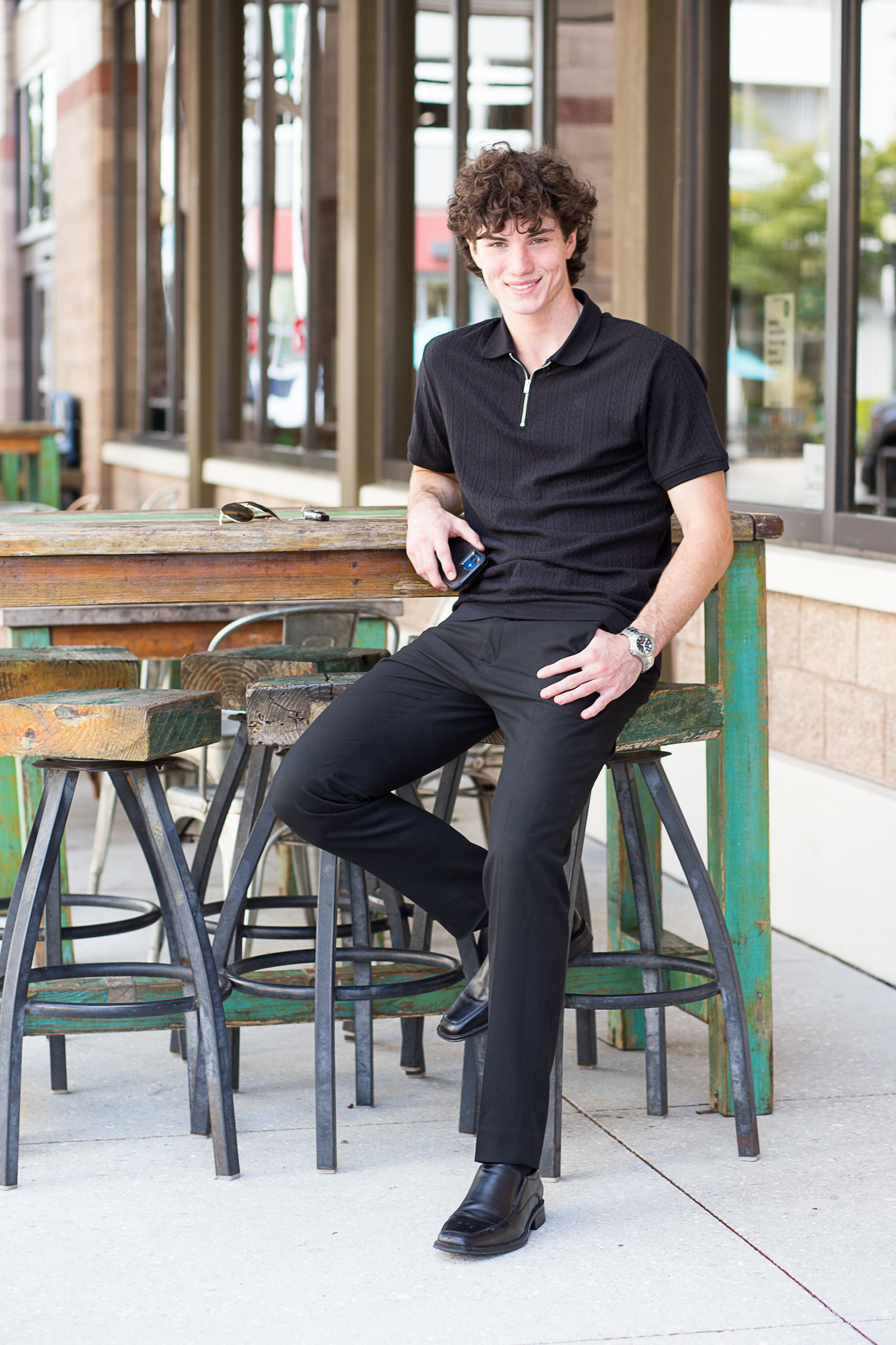 Senior styled in current teen fashion