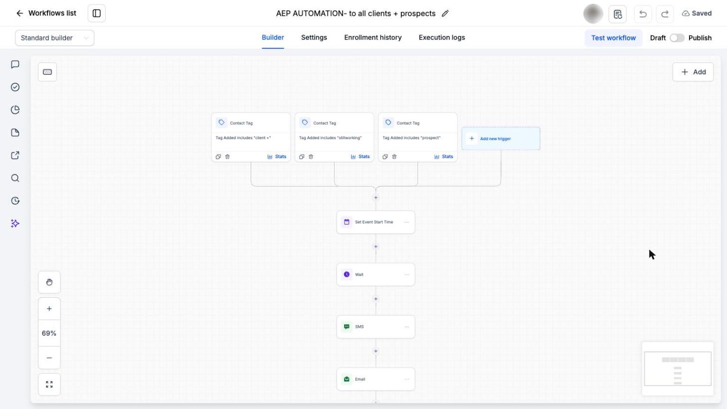 AEP automation workflow for all clients and prospects