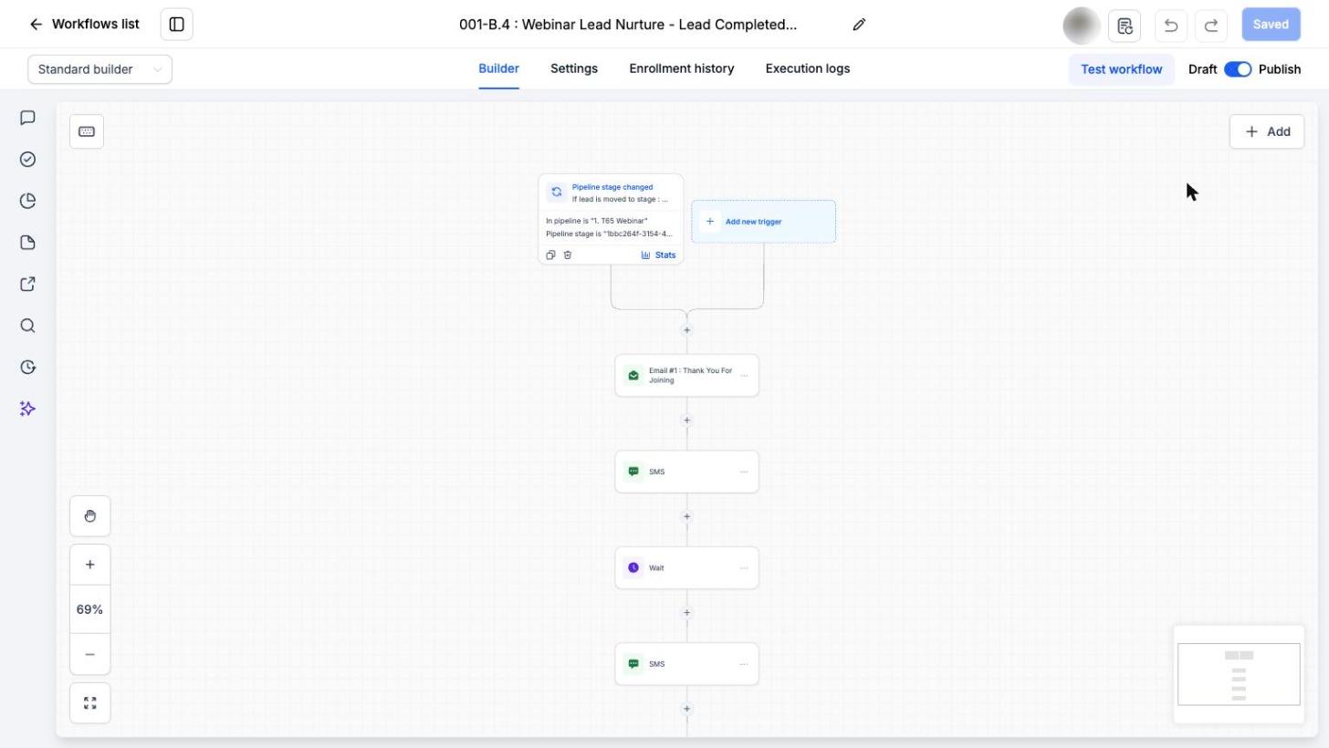 T65 webinar nurture workflow in Medicare Helper