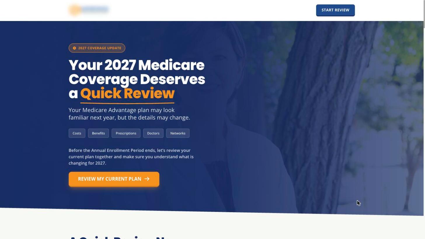 AEP Medicare Advantage plan review landing page