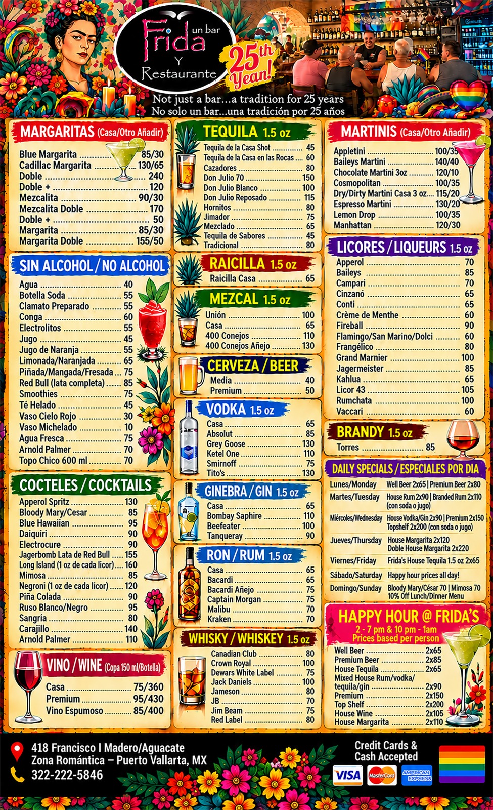 Bar Frida Drinks Menu · Menú de Bebidas — Starting October 5th