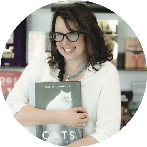 Kara Jordan holding cat book