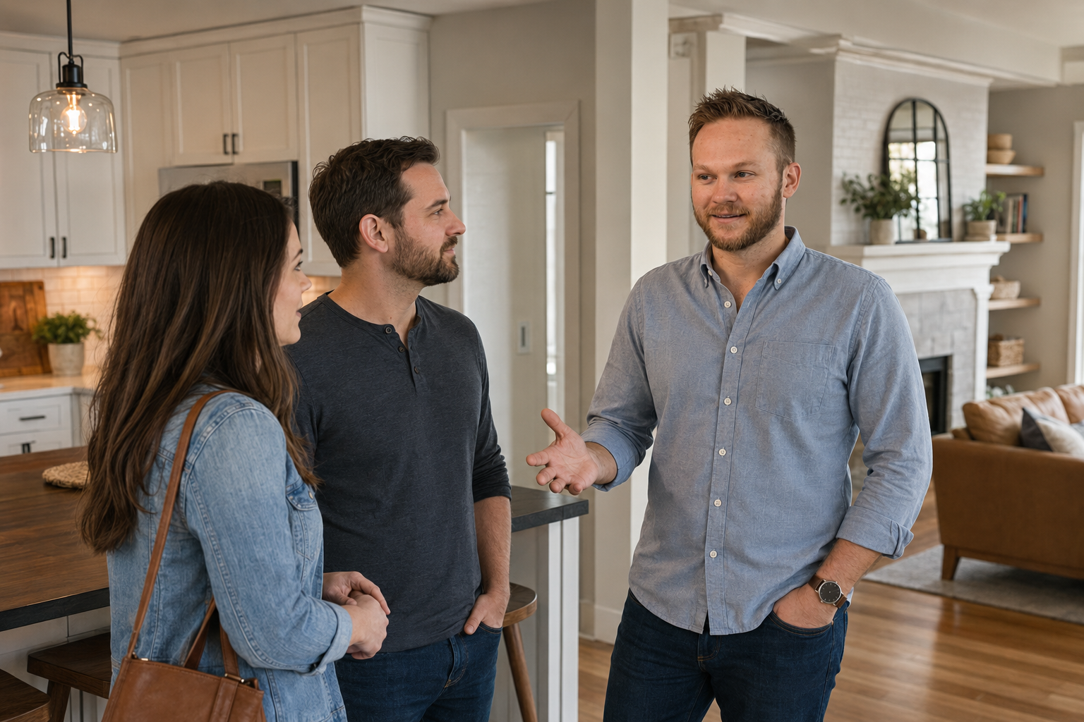 Aaron Lucas helping home buyers evaluate a Greenwood Indiana property