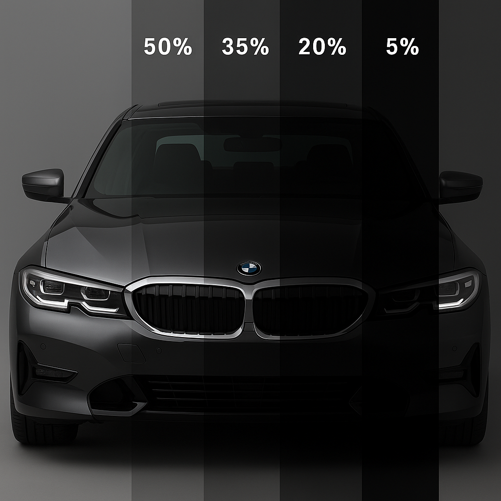 Luxury car with full heat-resistant tint
