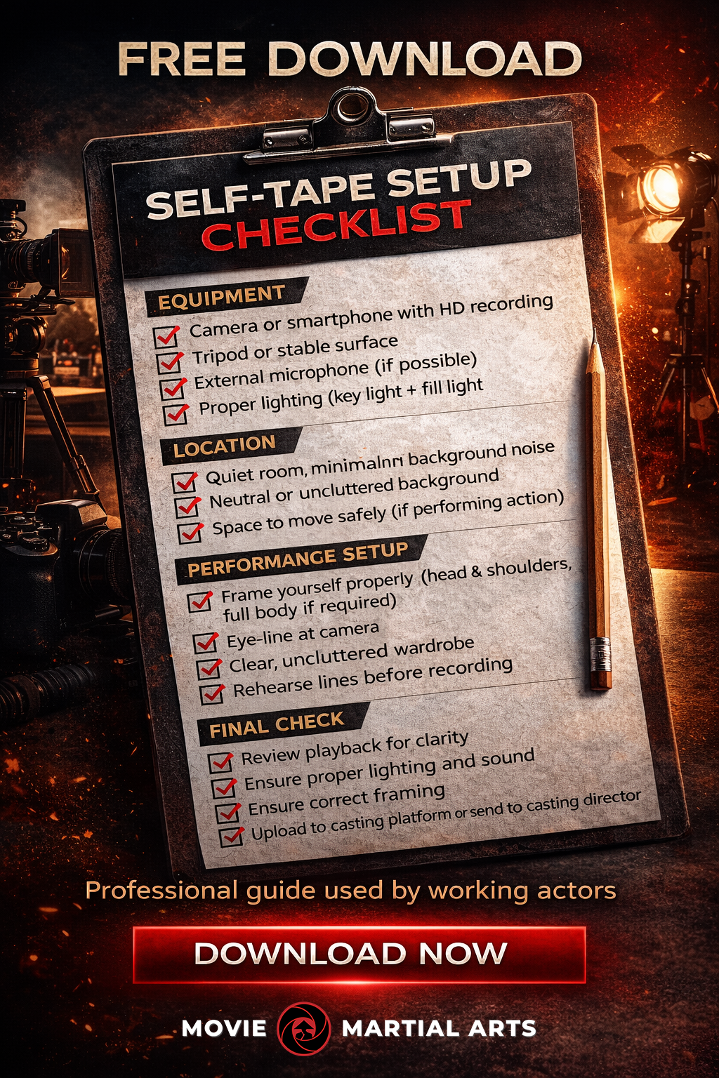 Free download Self-Tape Checklist.