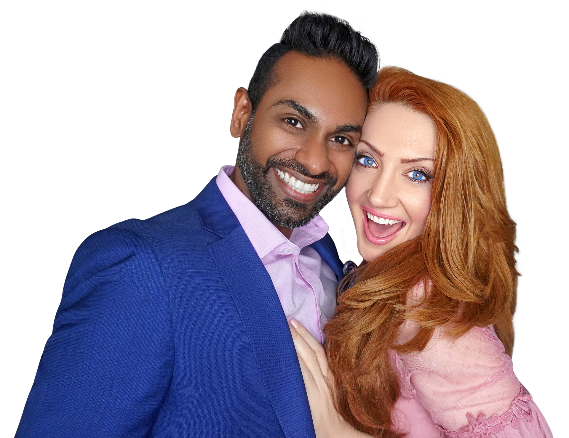 Image of a man of south asian descent and a caucasian woman standing together