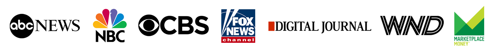 Media Logos: ABC, NBC, CBS, Fox News, Digital Journal, WND, and Marketplace Money 