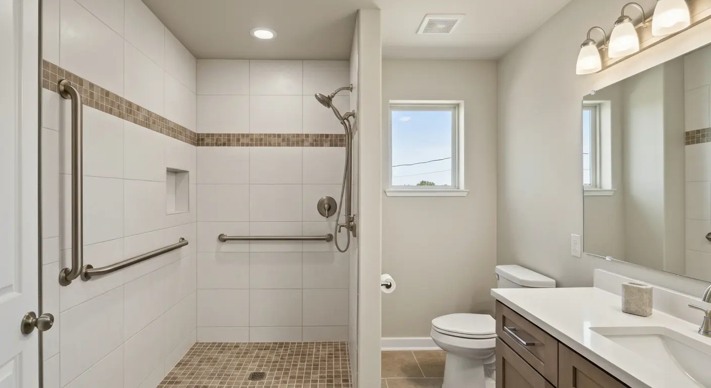 Accessible bathroom design with grab bars