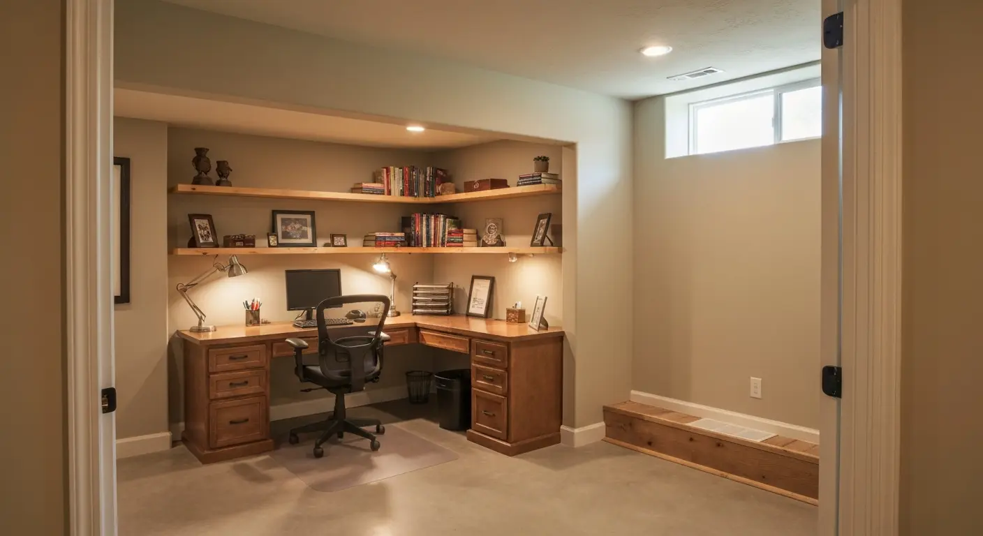 Home office in basement