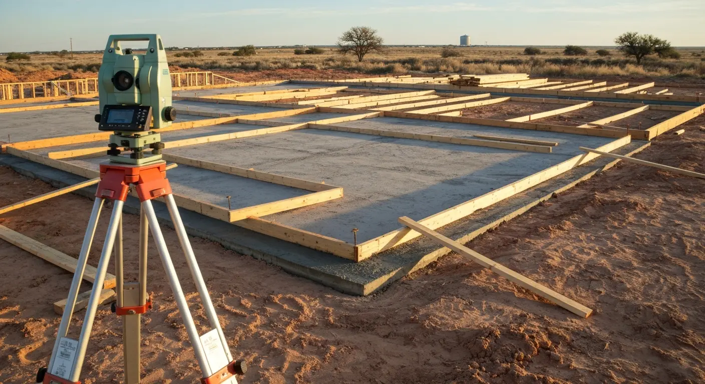 Foundation and framing on empty lot