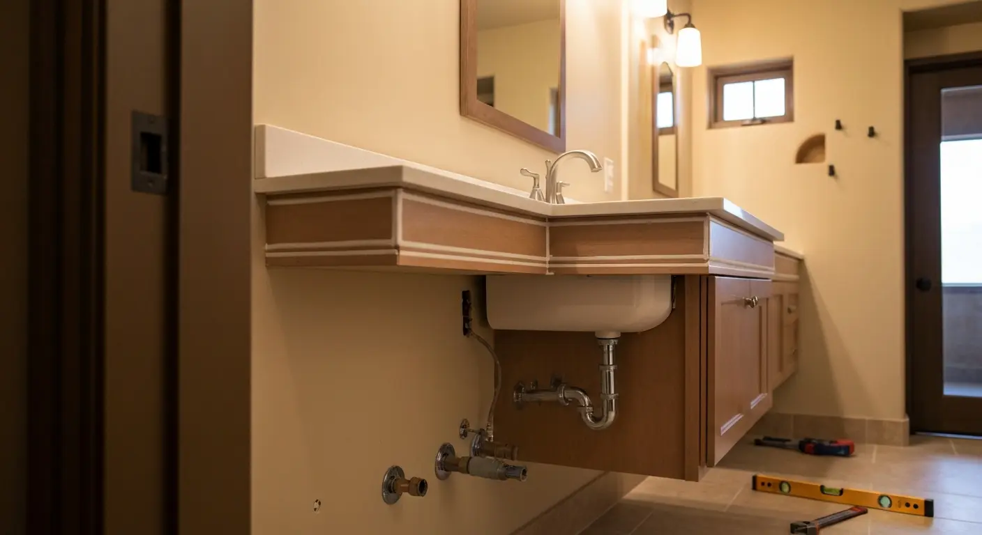 Bathroom vanity and fixture installation