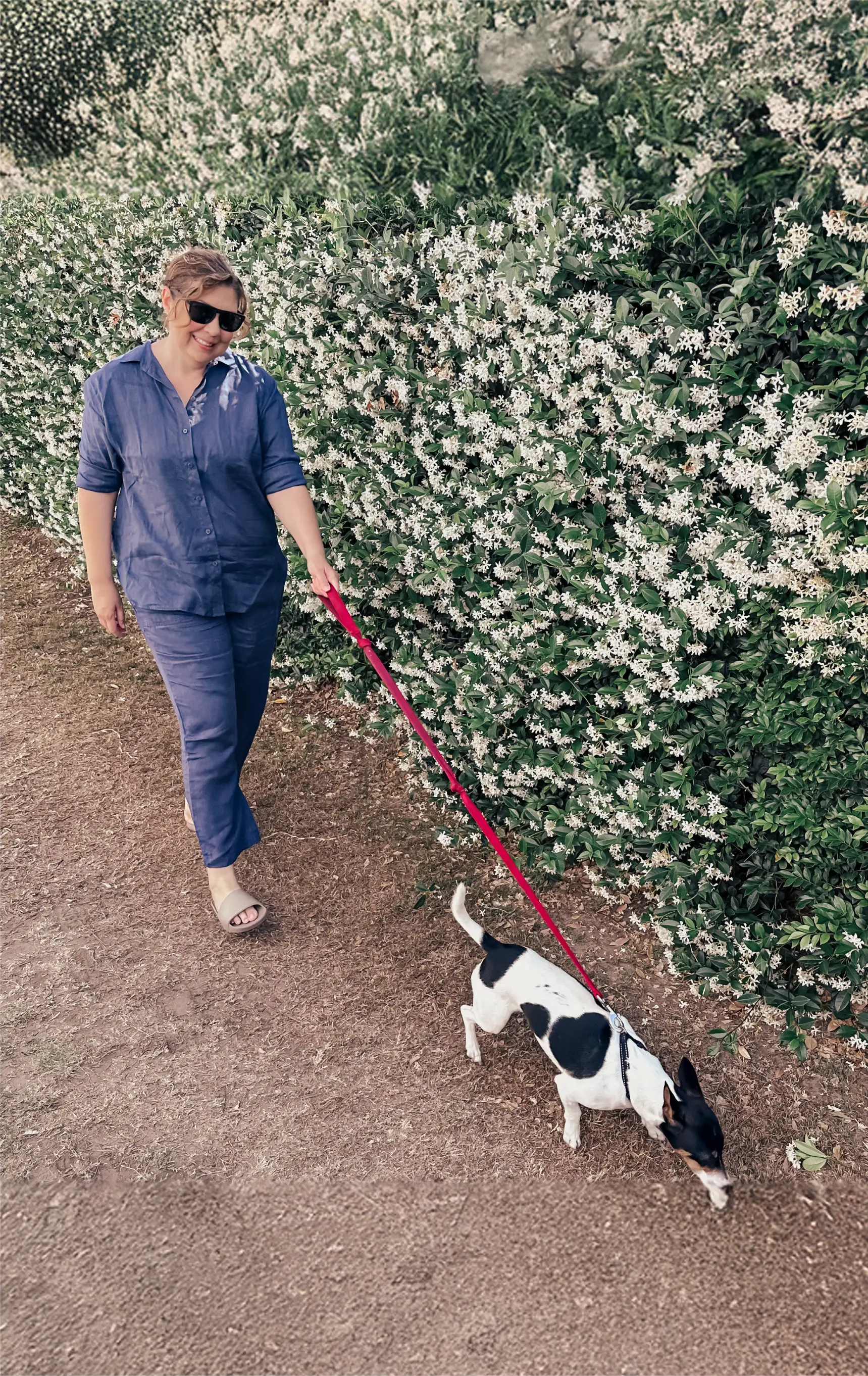 The owner of Posh Paws Gold Coast walking a dog