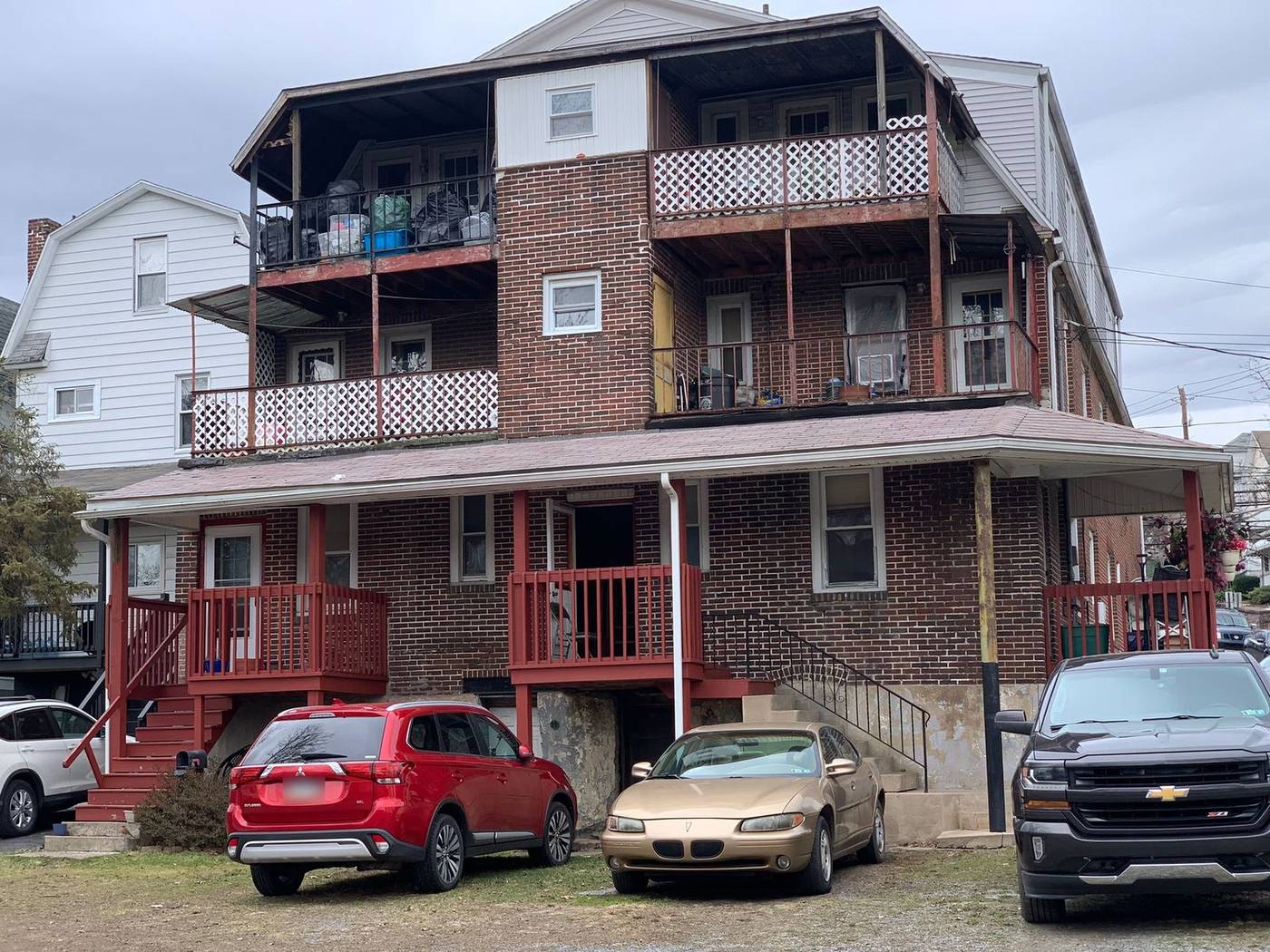 Rear of a brick multifamily rental building in Northeast Pennsylvania operated by Martin Perdomo