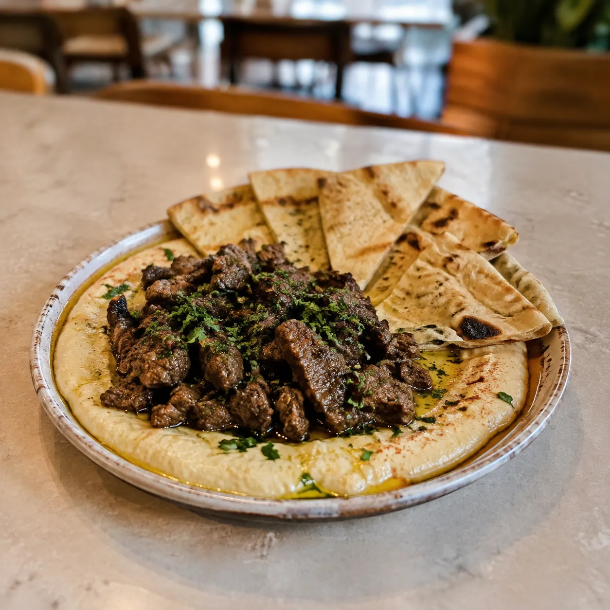Beef Hummus Platter