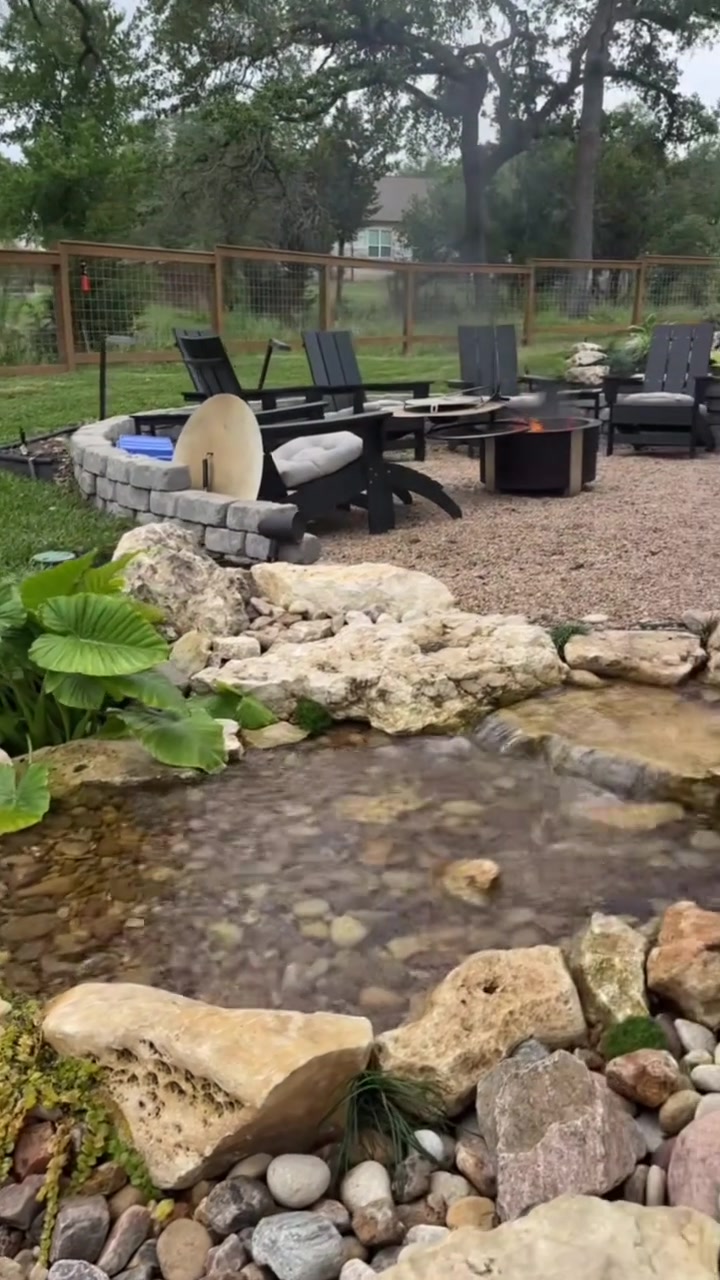 Backyard stream by the fire pit
