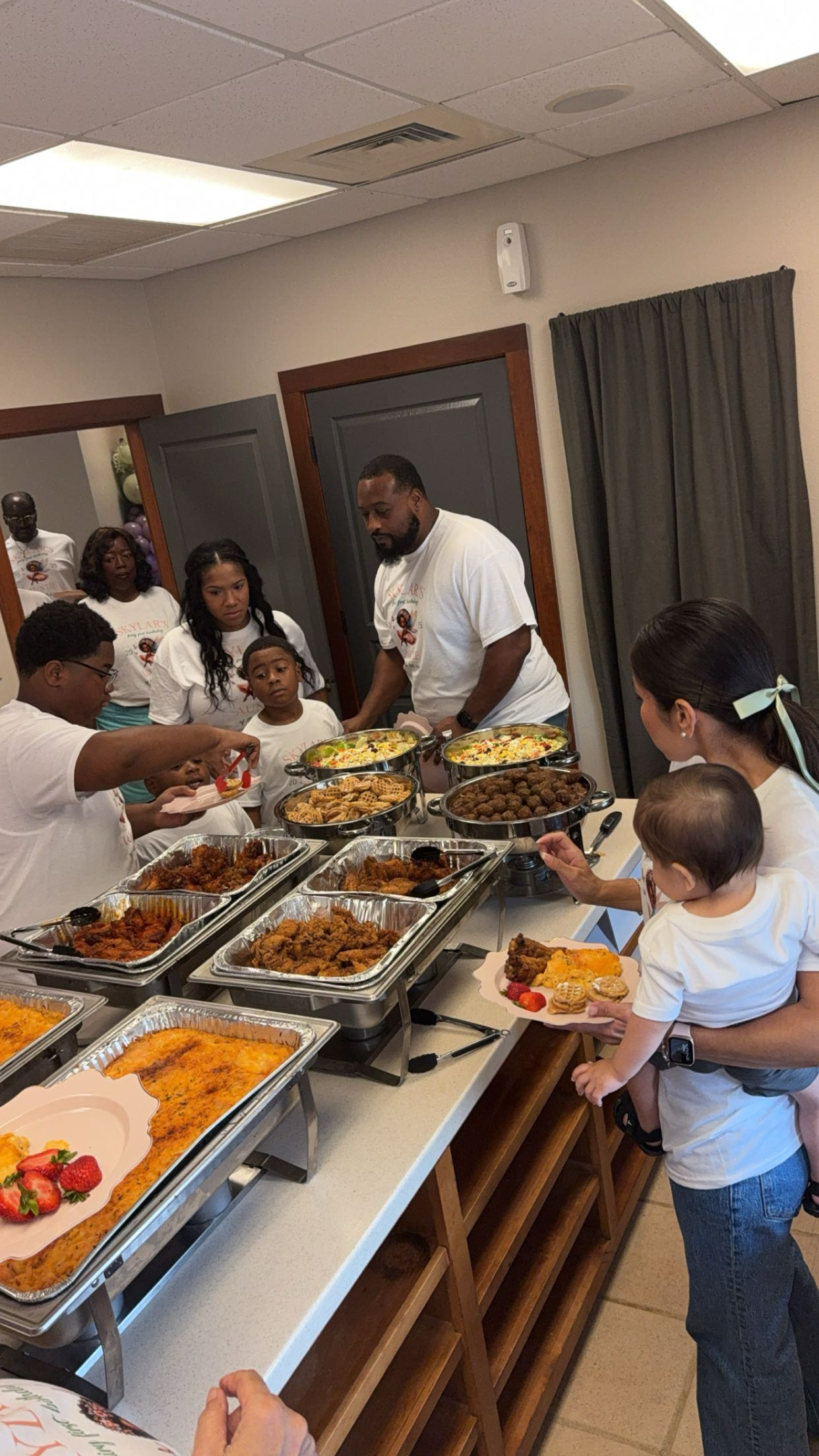 Greedy Gang catering table with hot trays at an event