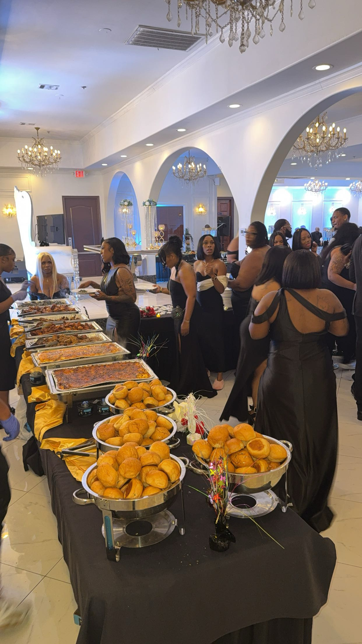 Greedy Gang catered event buffet line