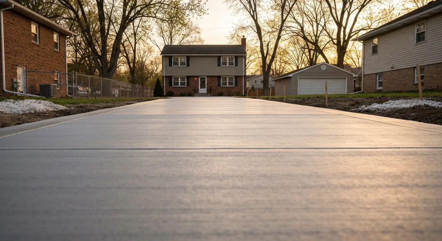 New concrete driveway installation