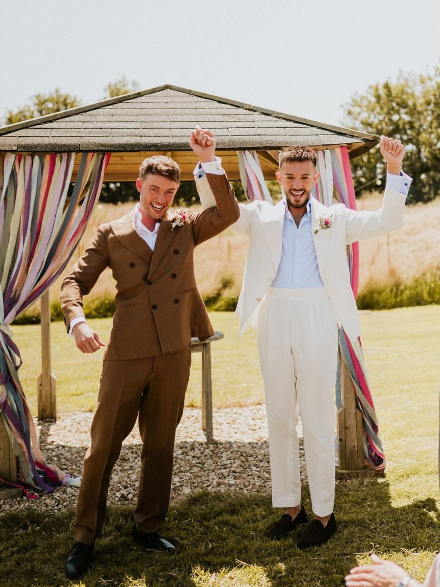 A couple celebrating their wedding