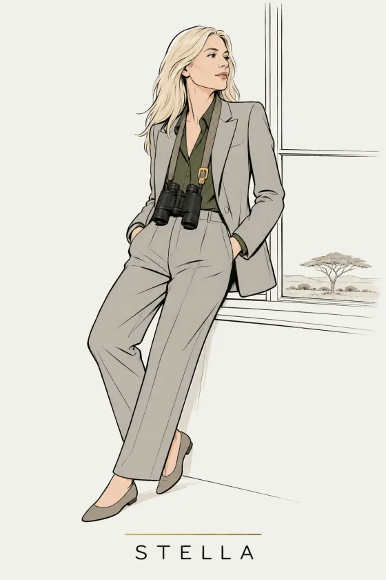 Stella, illustrated portrait. Partnerships & Collaborations Scout of the Lens on Luxury AI Atelier.