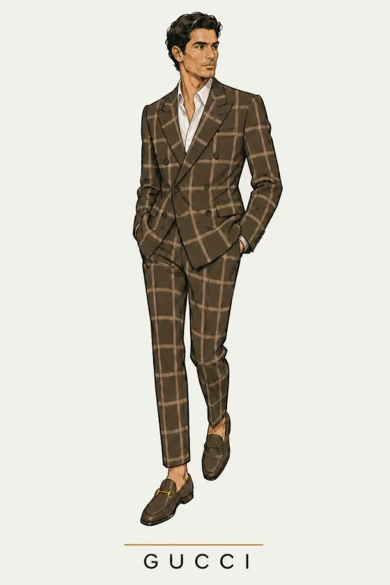 Gucci, illustrated portrait. Payment Recovery Specialist of the Lens on Luxury AI Atelier.