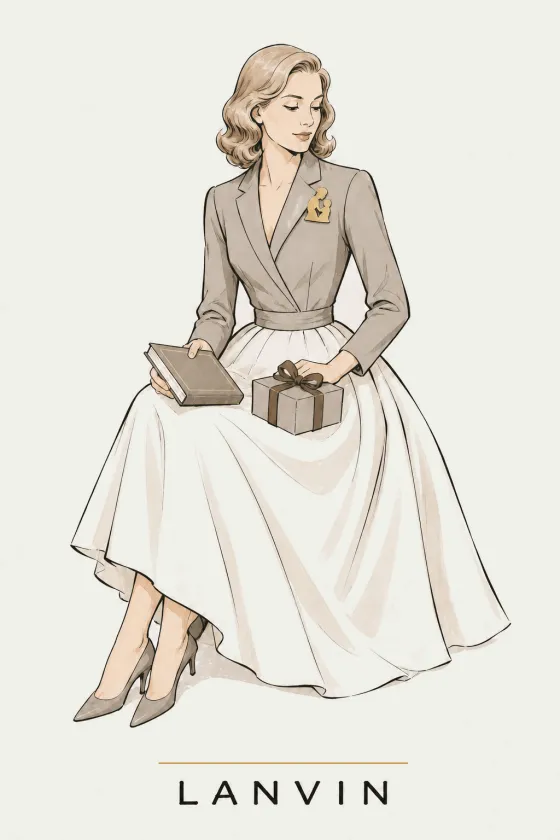 Lanvin, illustrated portrait. Client Retention Director of the Lens on Luxury AI Atelier.