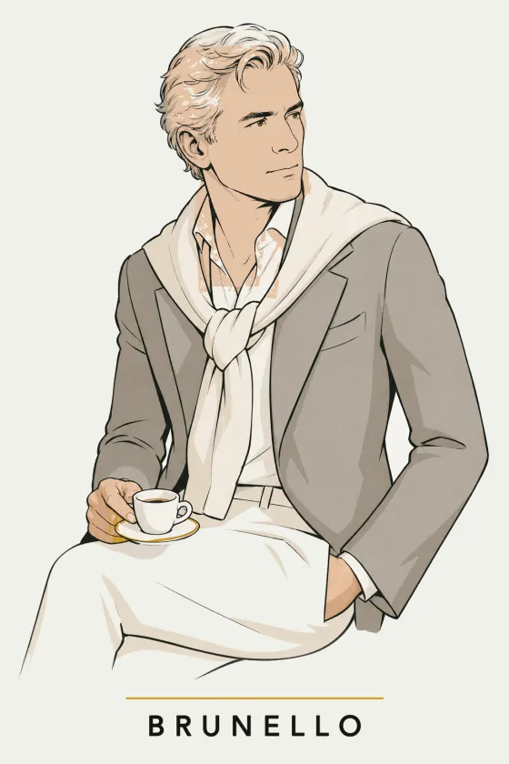Brunello, illustrated portrait. LinkedIn Content Specialist of the Lens on Luxury AI Atelier.