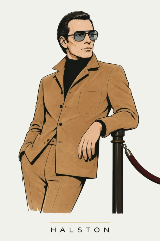 Halston, illustrated portrait. Community Manager of the Lens on Luxury AI Atelier.