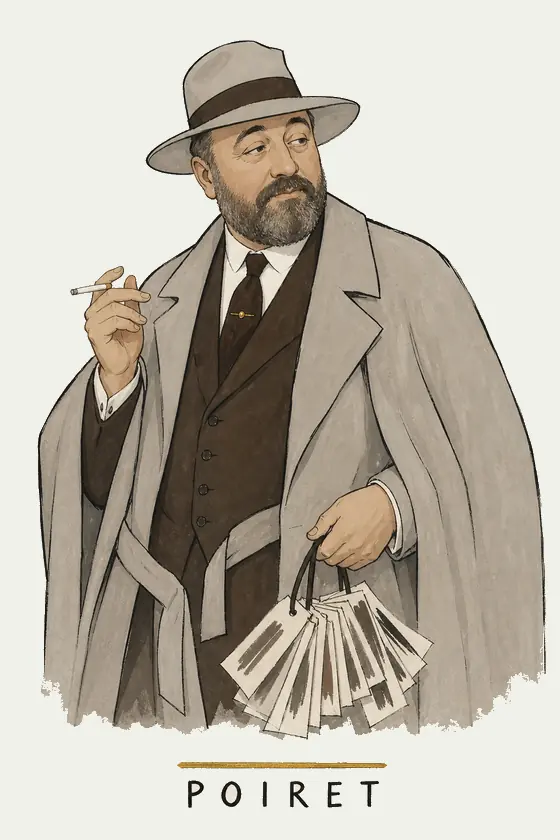Poiret, illustrated portrait. Messaging Angle Analyst of the Lens on Luxury AI Atelier.