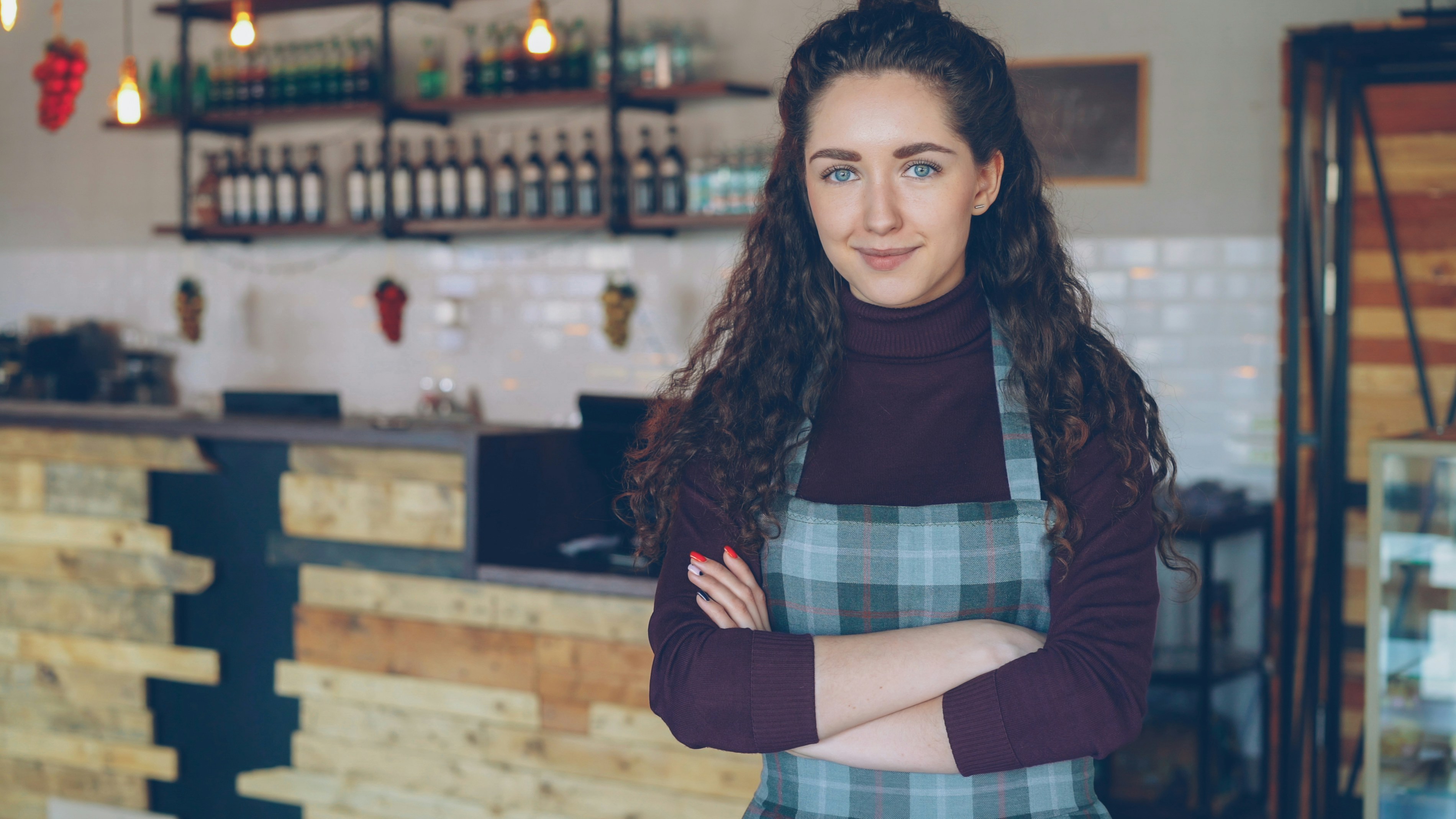 Cafe owner inside her business