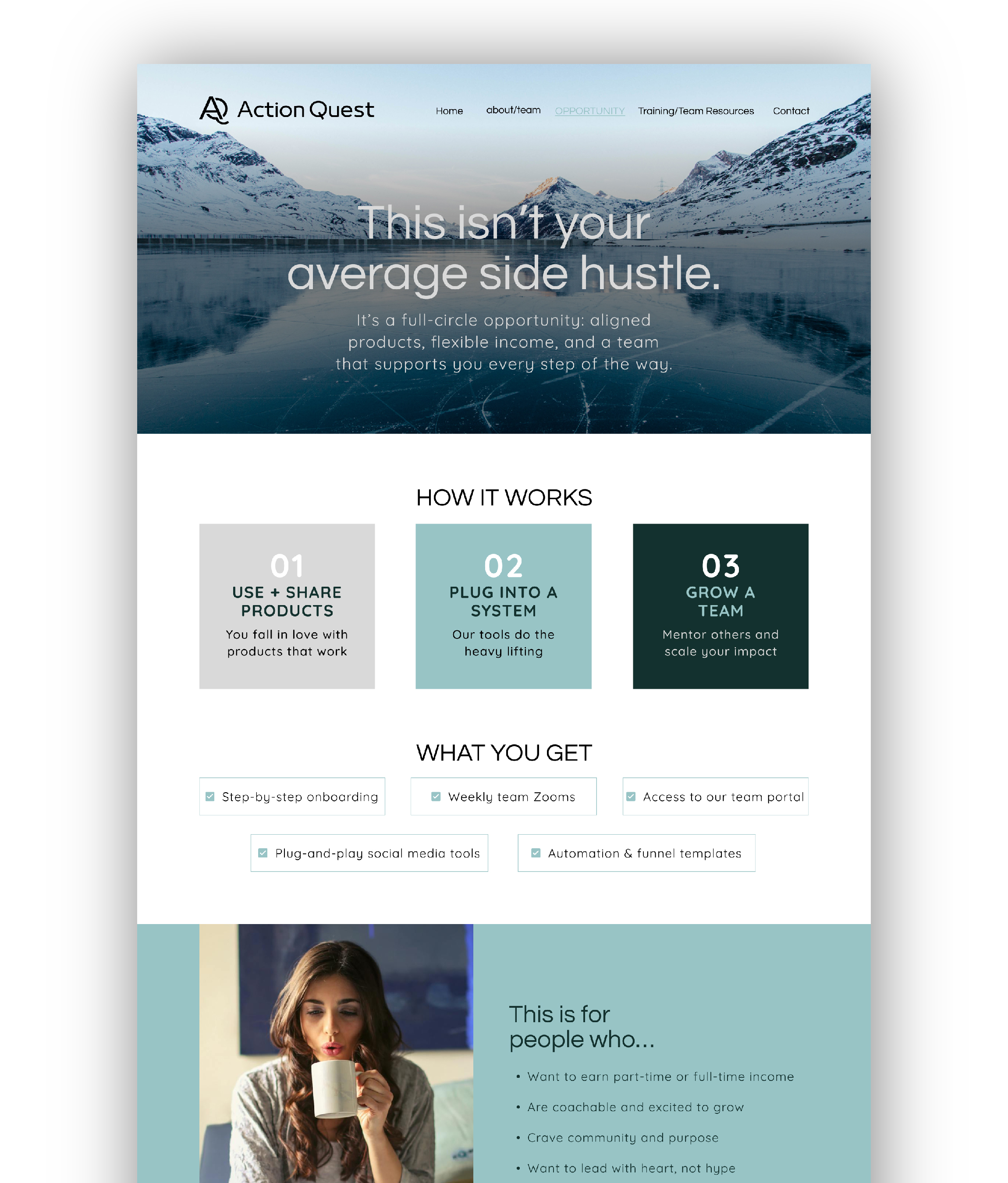 Action Quest Team Website Template | 5-Page Go High Level Team Hub