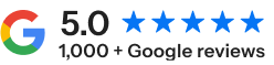 Calificación 5.0 estrellas con más de 1000 reseñas en Google
