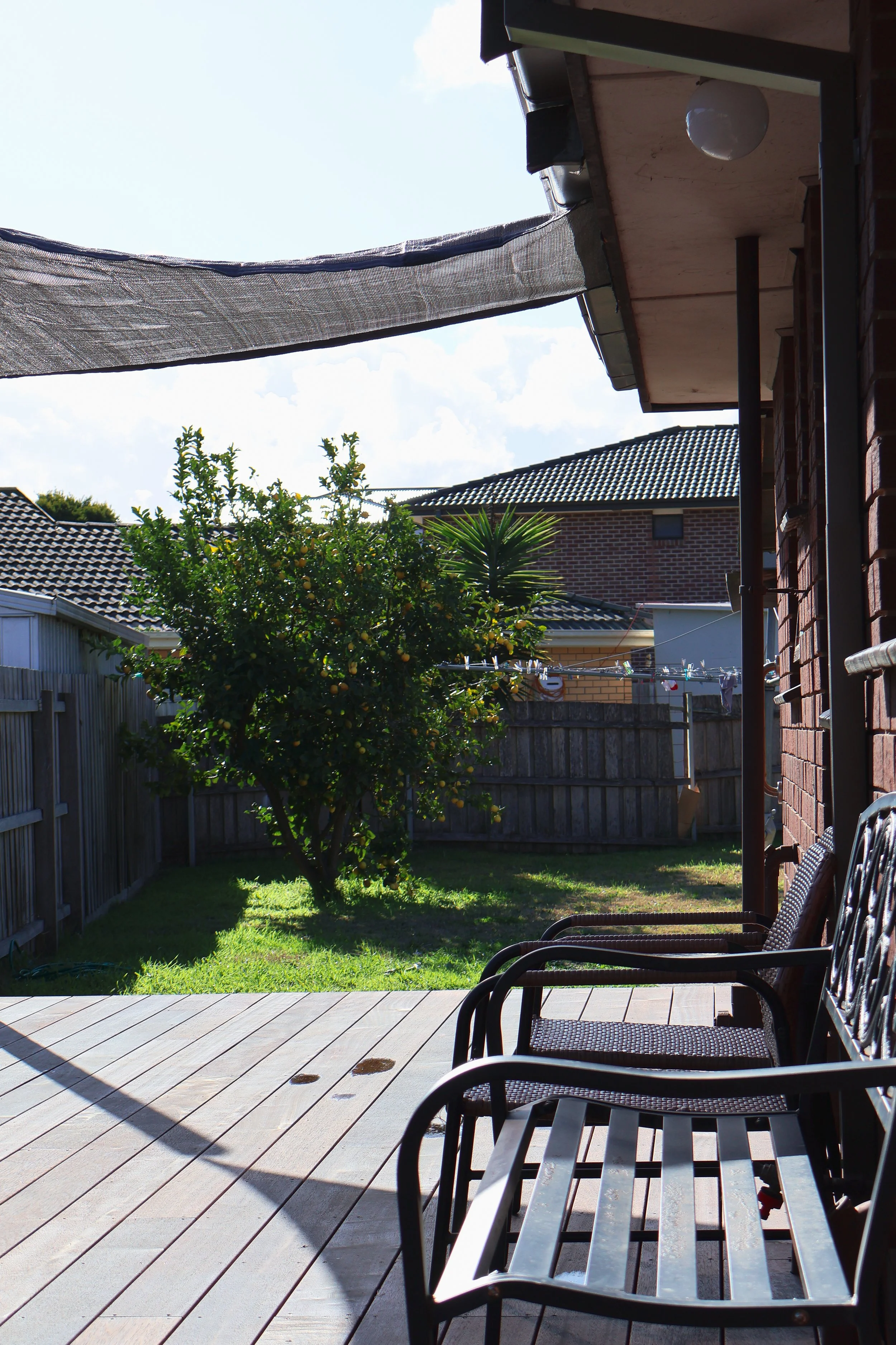 Outdoor deck and garden seating area