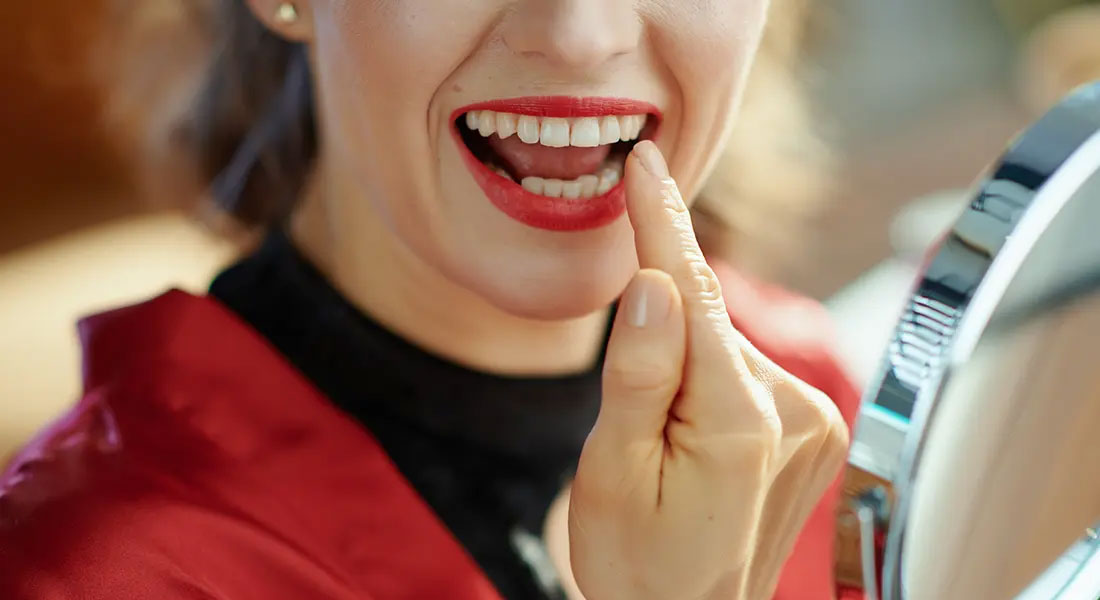 Woman with teeth whitening
