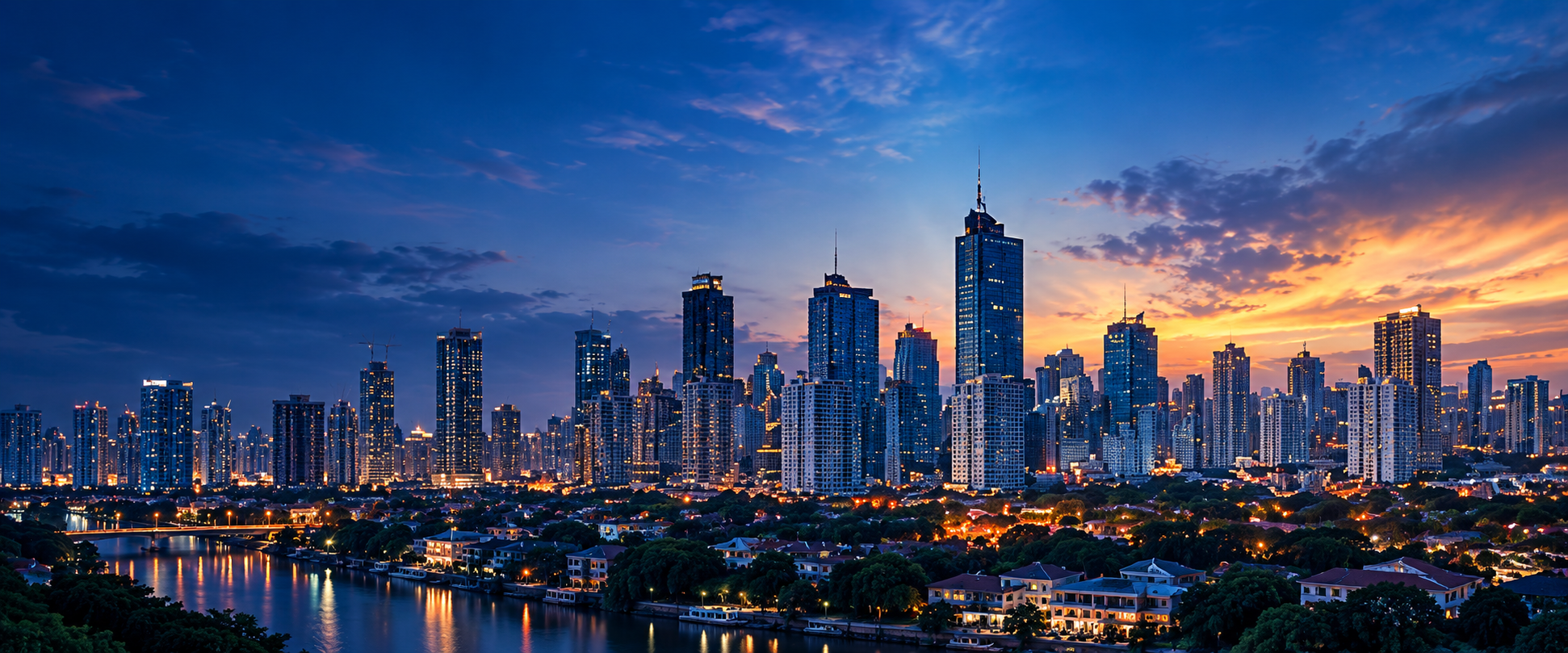Manila city skyline at dusk