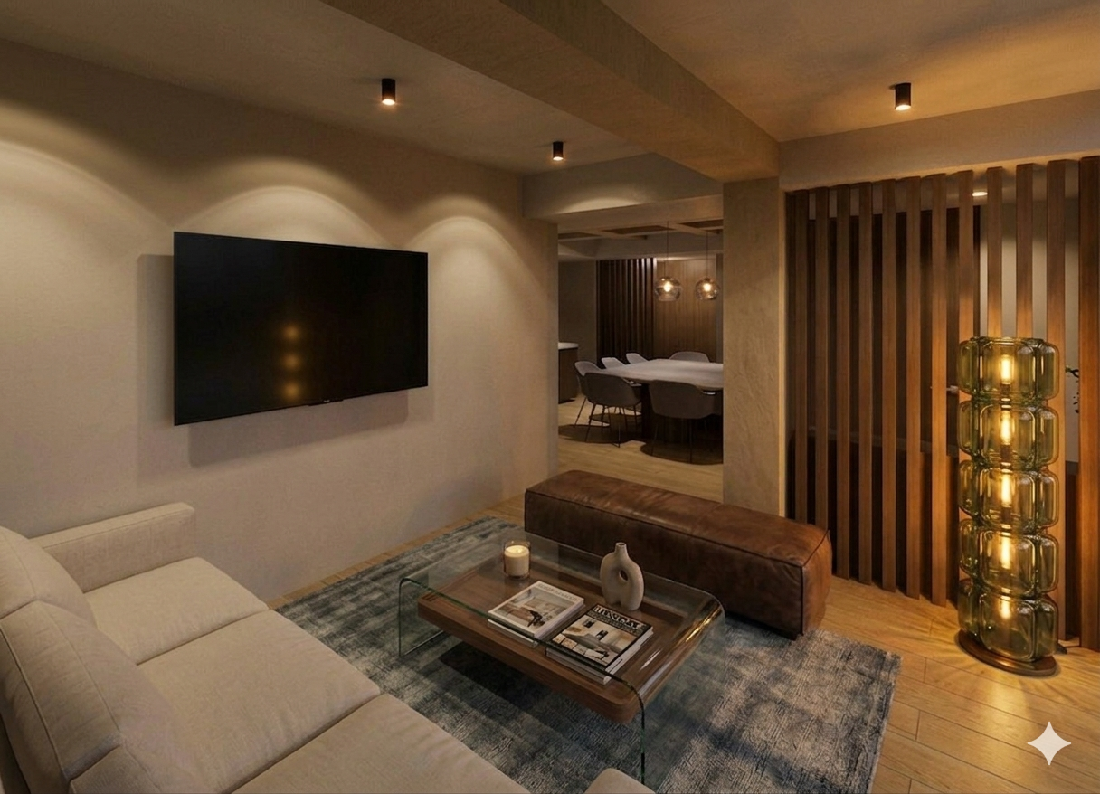 Sala en ambiente nocturno