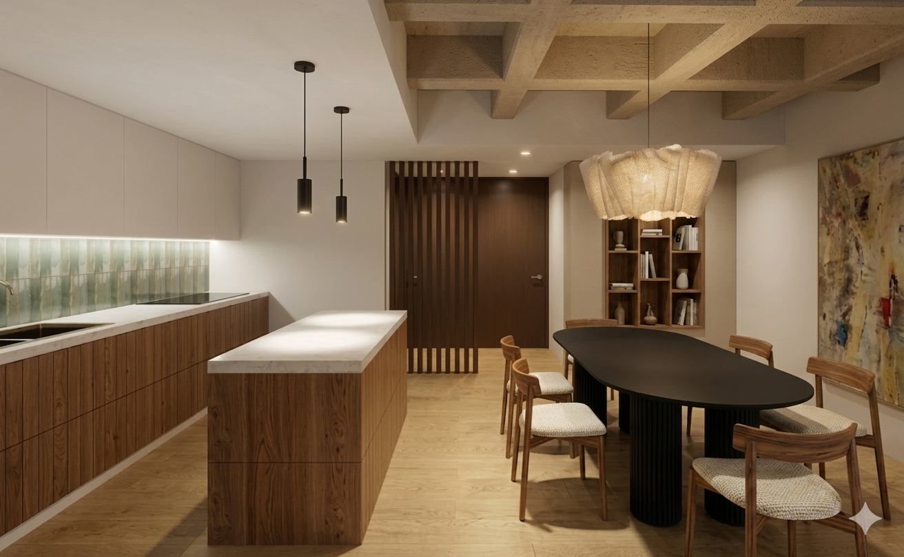 Cocina y comedor integrados