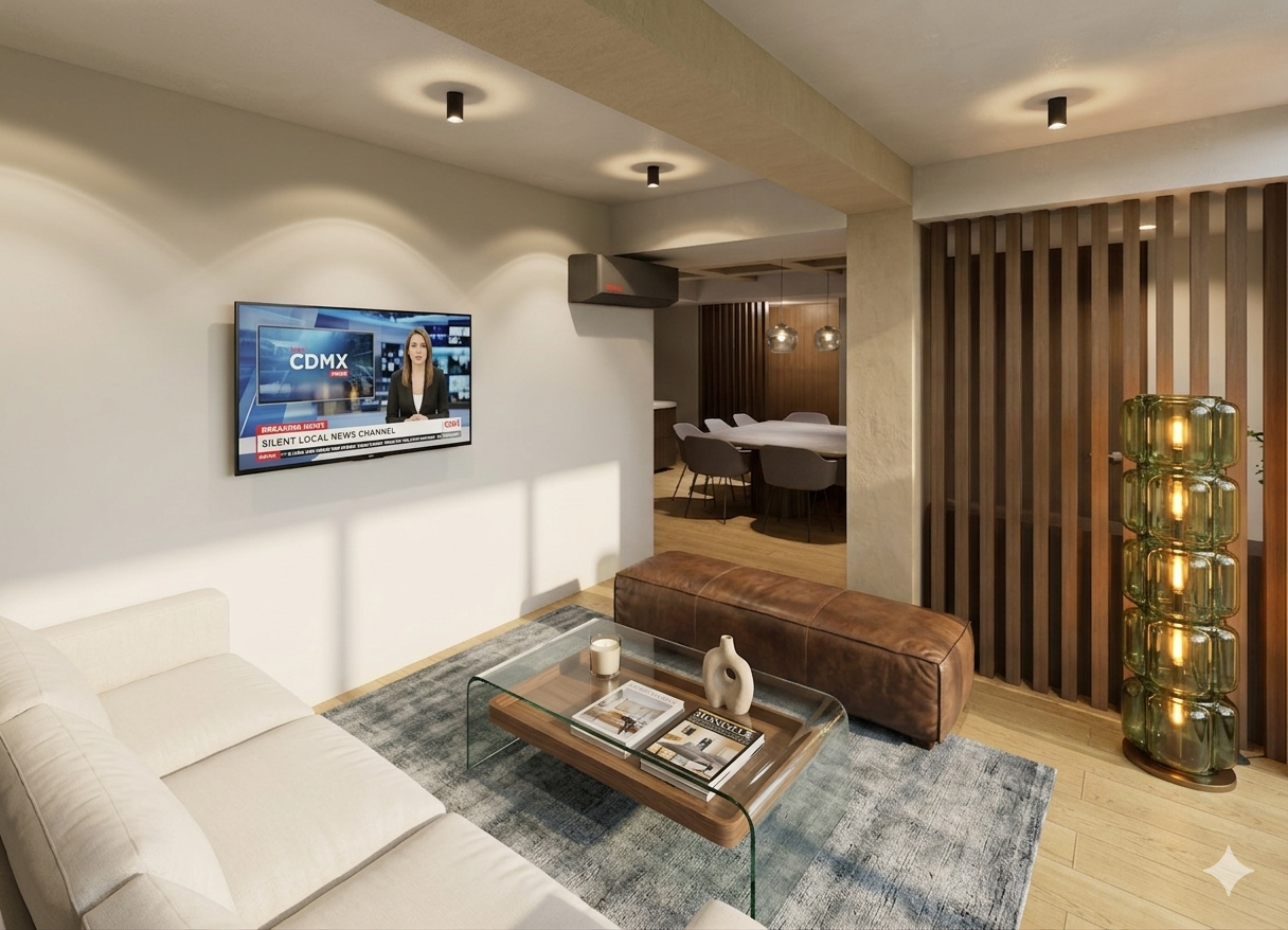 Sala contemporánea amplia de Sé Escandón