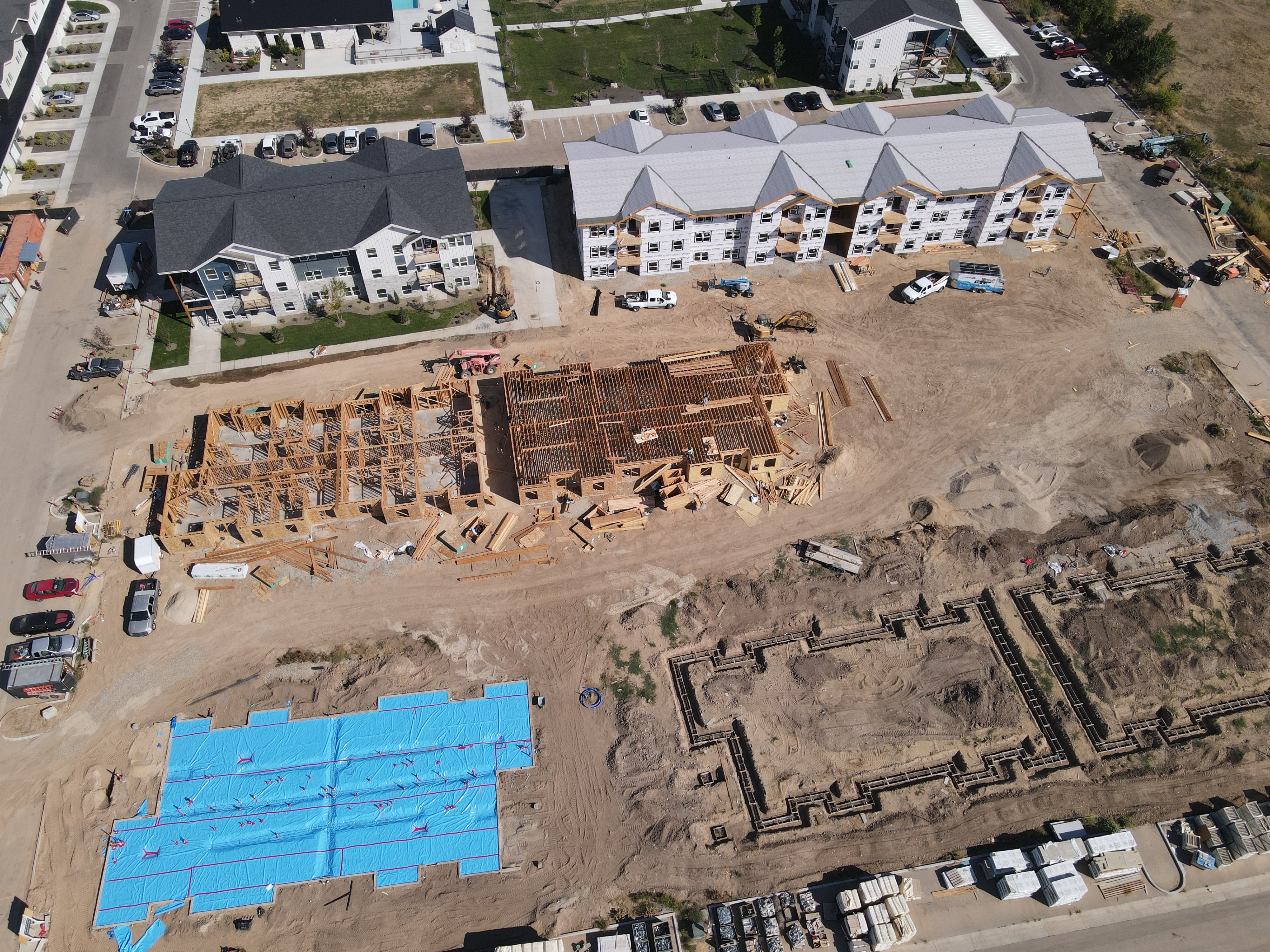 Aerial view of an active SRI ground-up development
